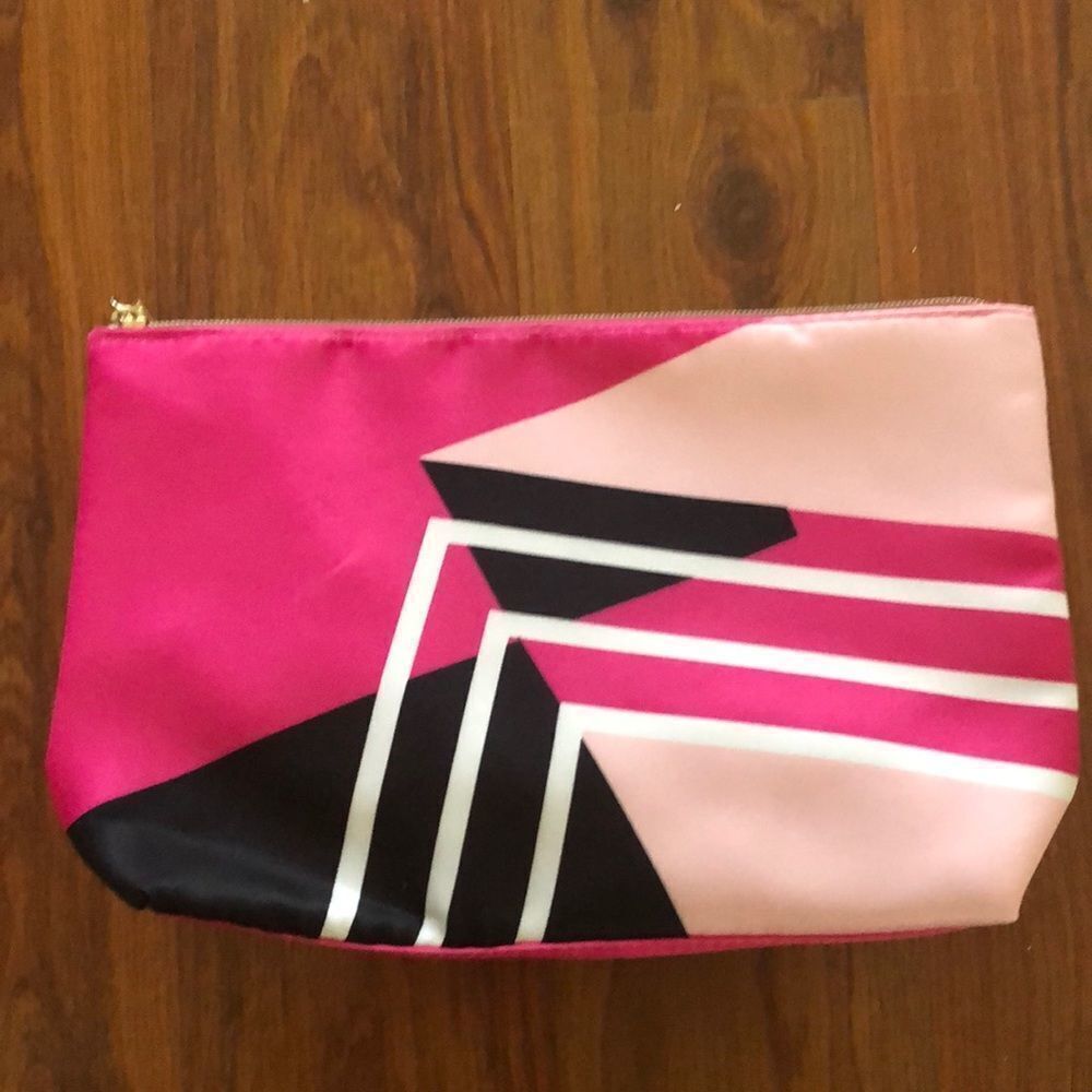 NEW Lancôme Pink and black satin make up bag